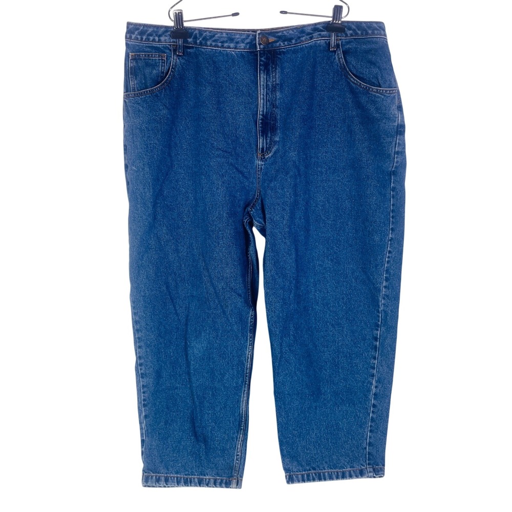Lucy & Yak Mom Jeans W44/R Organic Cotton Mid Wash Blue High Rise Tapered Leg